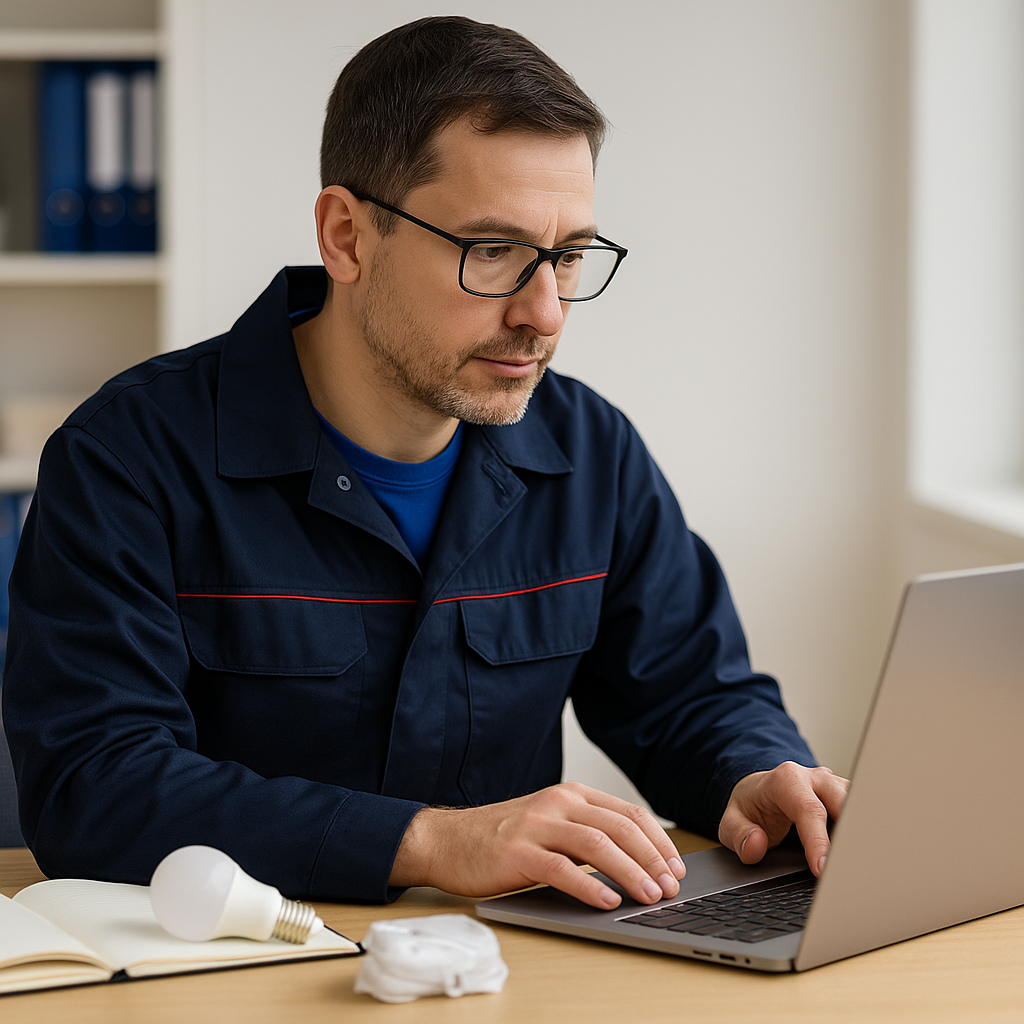 Elektrikář u počítače